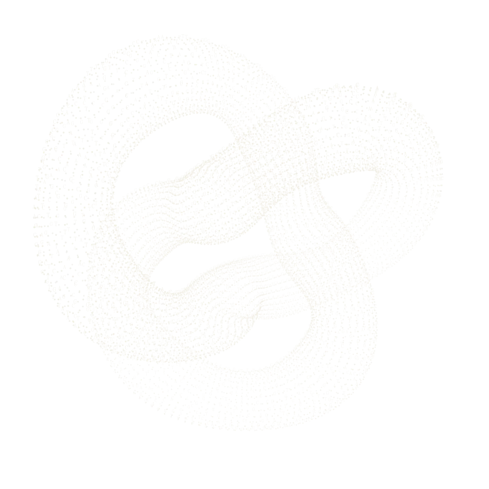 A three-dimensional knotted surface composed of tiny A, C, G, and T letters